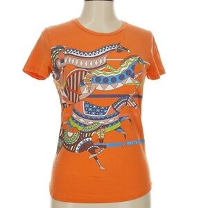 Vestrum Women’s Italian Equestrian Graphic Tee Folk Art Luxury Equestrian Size M